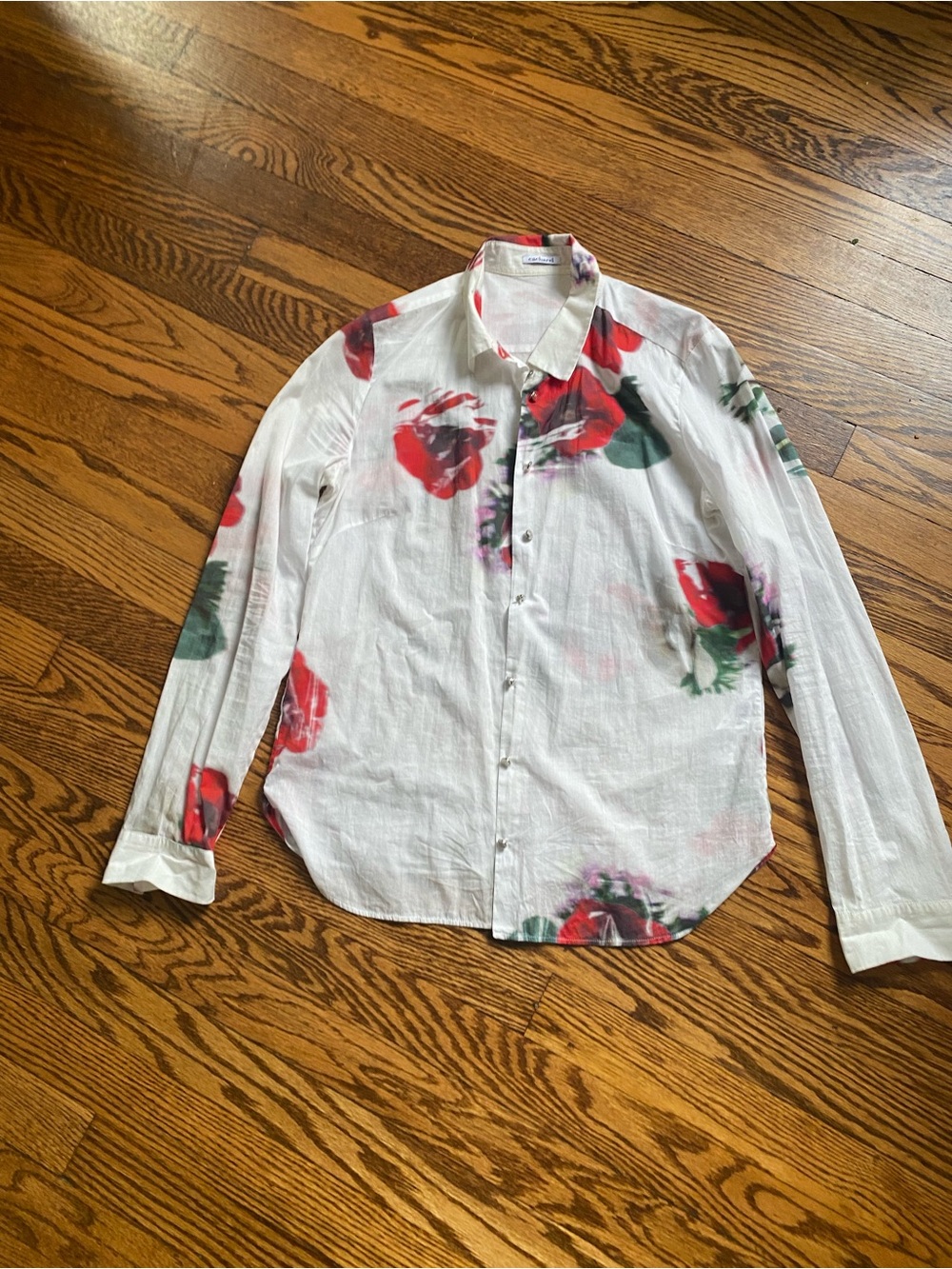 Cacharel  blouse White Floral  Shirt with Red Accents